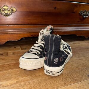 Converse Black and White High-Top Sneakers with Astrology Signs